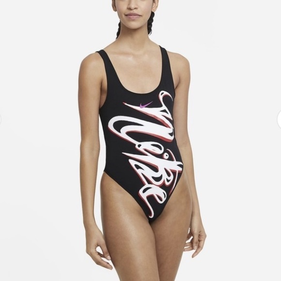 Nike graphic script Bodysuit Women's Sportswear Essential black medium new - Picture 1 of 8